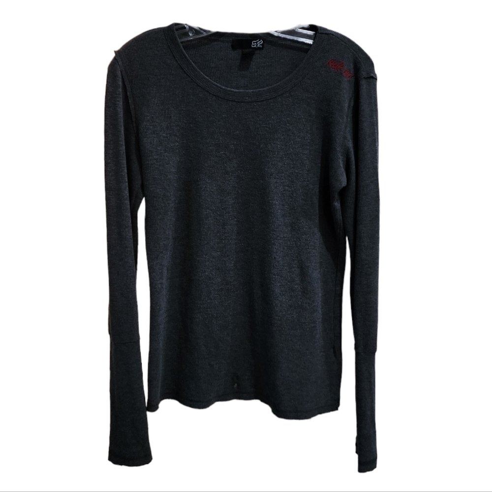 💜 FOX RACING Gray Thermal Long Sleeve Shirt - Picture 2 of 5